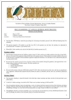 PITTA newsletter cover – May 2022